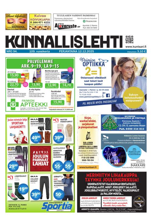 Kunnallislehti Paimio-Sauvo-Kaarina 12.12.2025