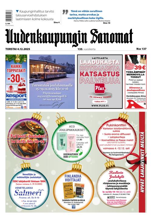 Uudenkaupungin Sanomat 4.12.2025