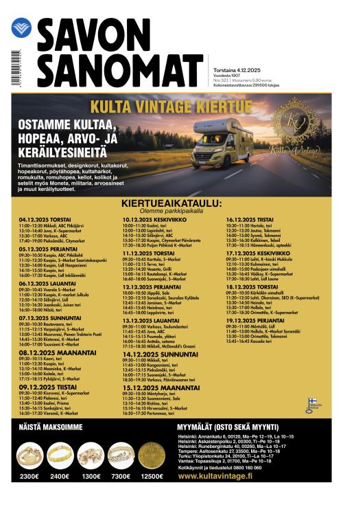 Savon Sanomat 4.12.2025