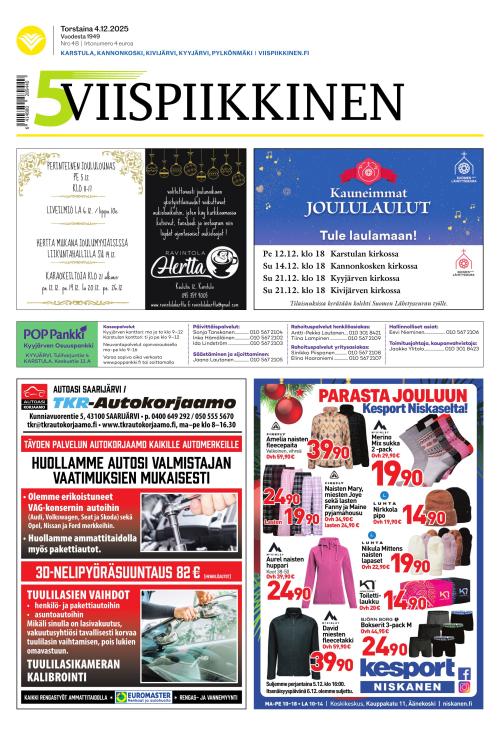 Viispiikkinen 4.12.2025