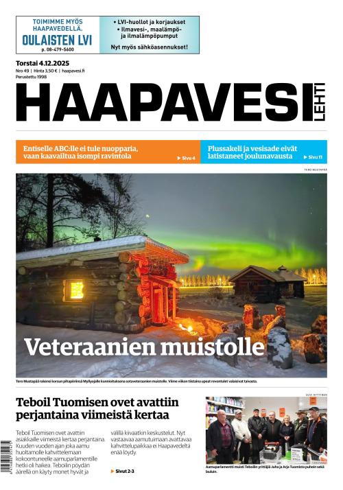 Haapavesi-lehti 4.12.2025