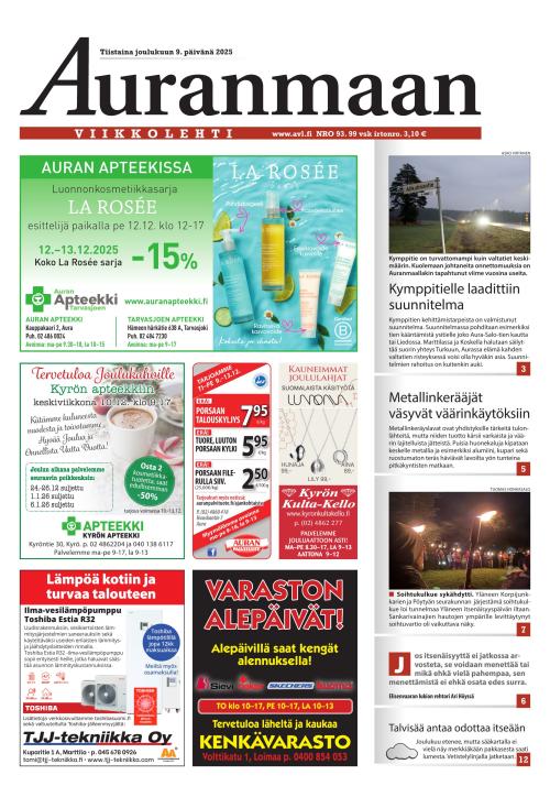 Auranmaan Viikkolehti 9.12.2025