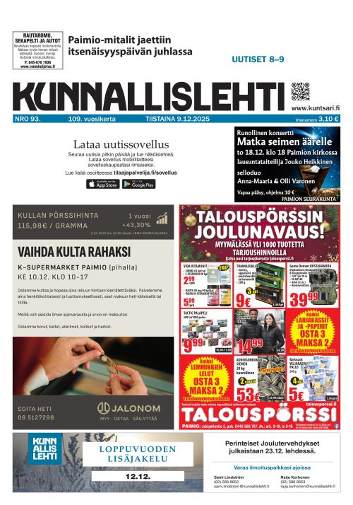 Kunnallislehti Paimio-Sauvo-Kaarina 9.12.2025