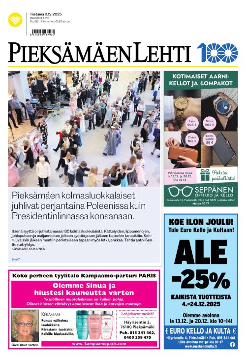 Pieksämäen lehti 9.12.2025