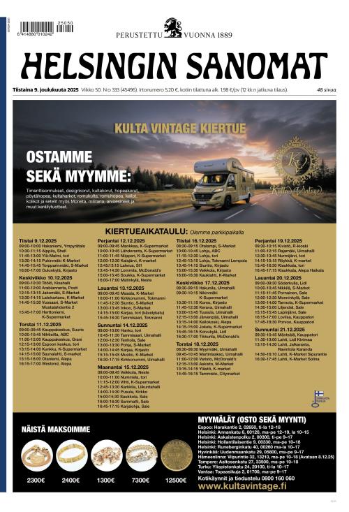 Helsingin Sanomat 9.12.2025