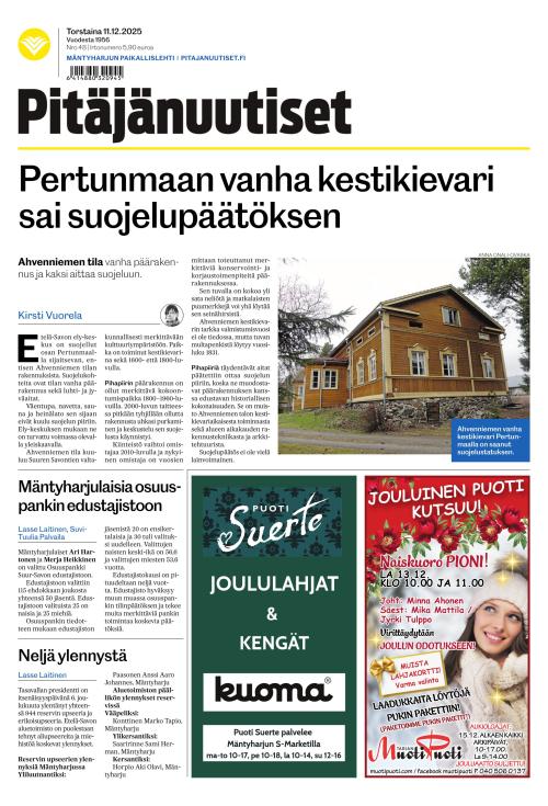 Pitäjänuutiset 11.12.2025