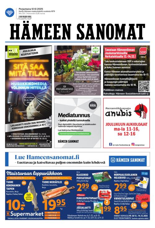 Hämeen Sanomat 12.12.2025