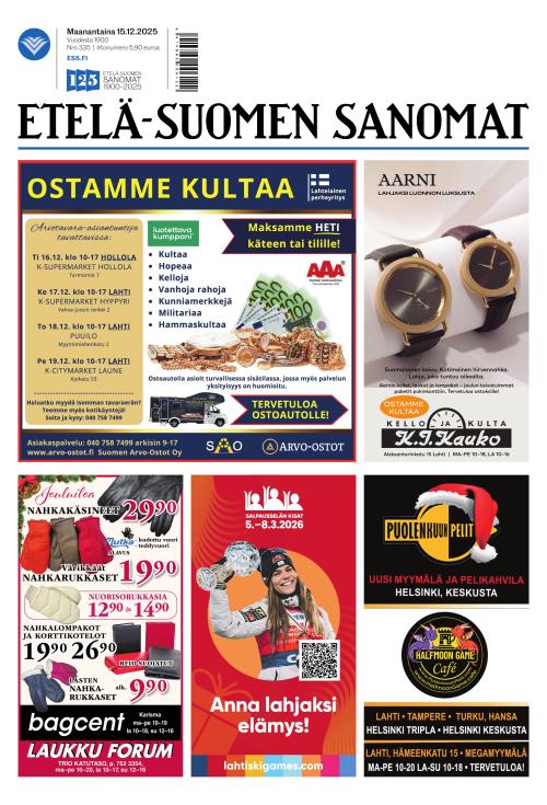 Etelä-Suomen Sanomat 15.12.2025