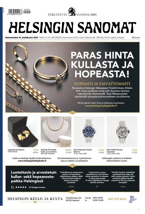 Helsingin Sanomat 15.12.2025