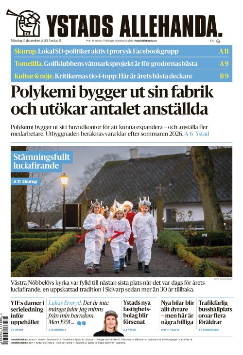 Ystads Allehanda 15.12.2025