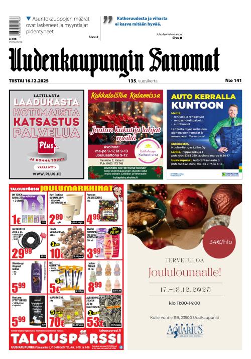 Uudenkaupungin Sanomat 16.12.2025