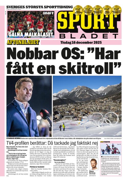 Aftonbladet Sportbladet 16.12.2025