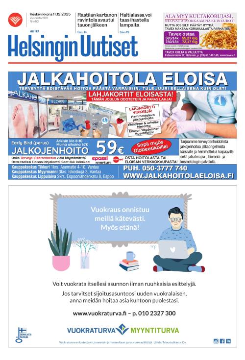 Helsingin Uutiset (Itä) 17.12.2025