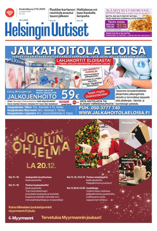Helsingin Uutiset (Länsi) & Munkin Seutu 17.12.2025