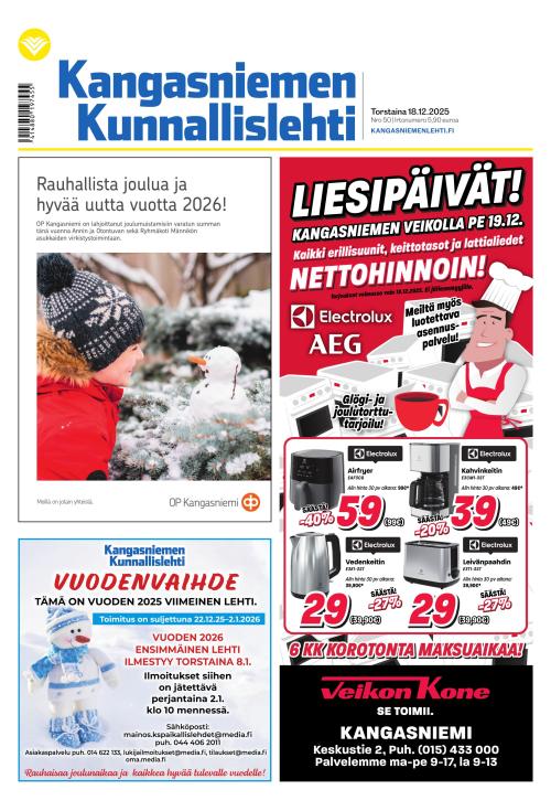 Kangasniemen kunnallislehti 18.12.2025
