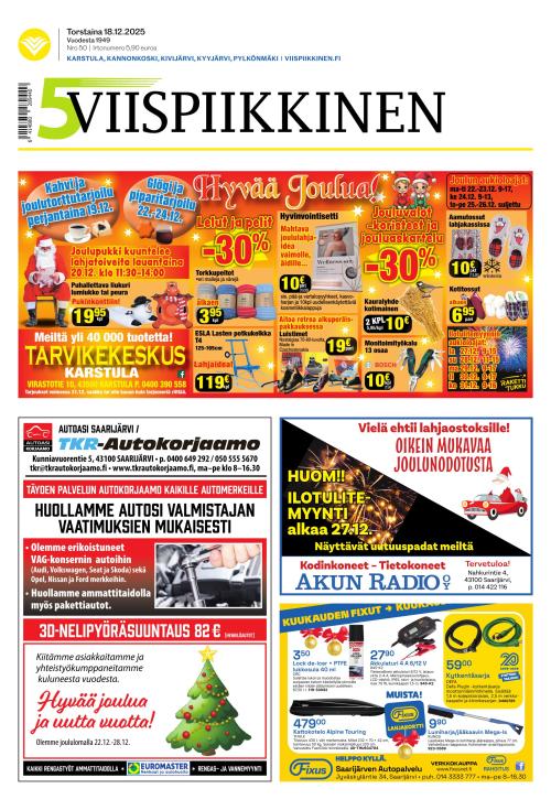 Viispiikkinen 18.12.2025