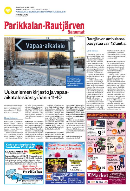 Parikkalan-Rautjärven Sanomat 18.12.2025
