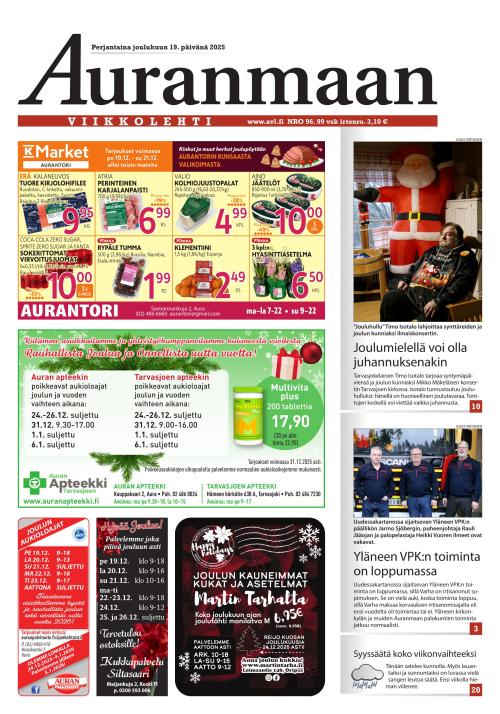 Auranmaan Viikkolehti 19.12.2025