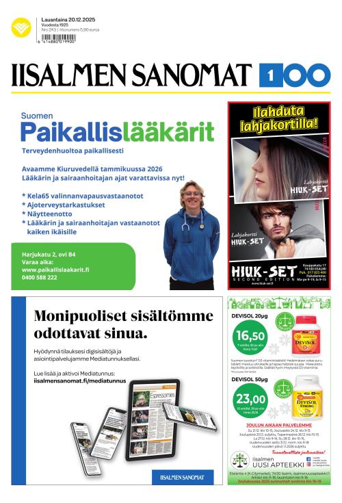 Iisalmen Sanomat 20.12.2025
