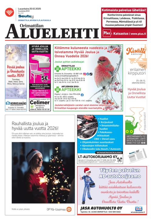 Orimattilan Aluelehti 20.12.2025