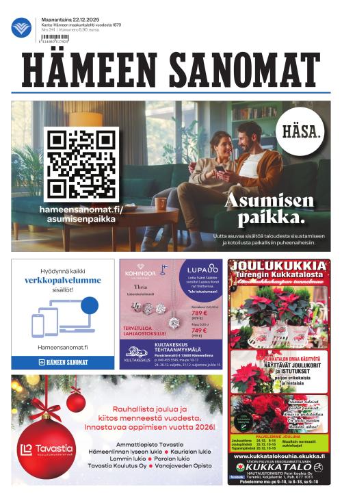 Hämeen Sanomat 22.12.2025
