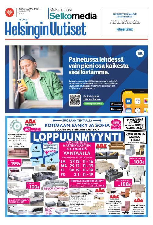 Helsingin Uutiset (Länsi) & Munkin Seutu 23.12.2025