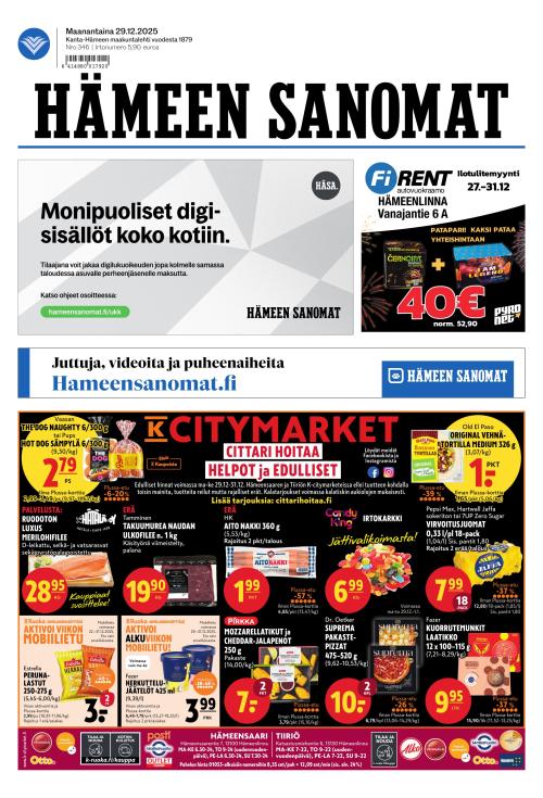 Hämeen Sanomat 29.12.2025