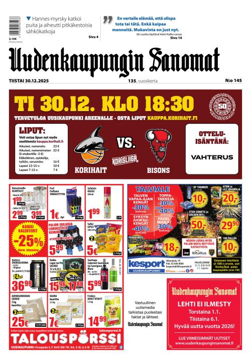 Uudenkaupungin Sanomat 30.12.2025