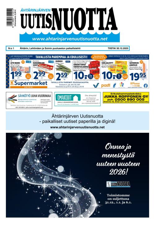 Ähtärinjärven Uutisnuotta 30.12.2025