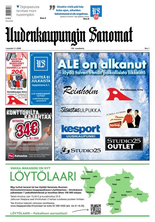 Uudenkaupungin Sanomat 3.1.2026