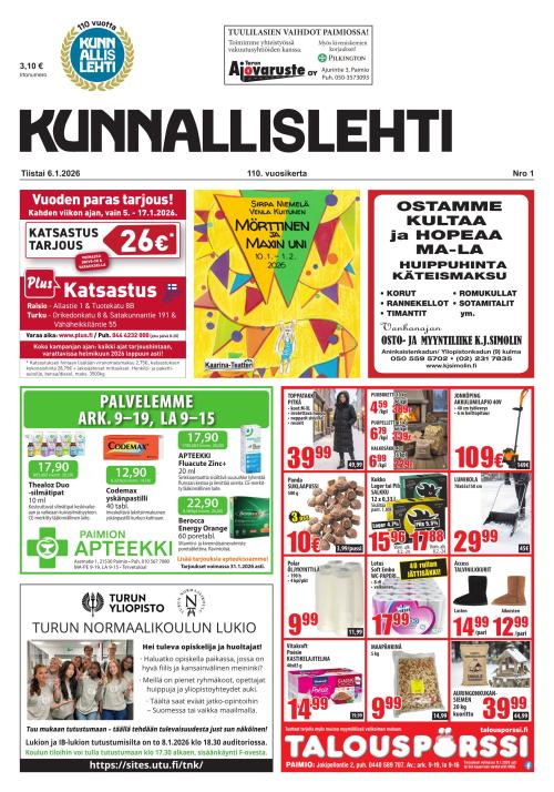 Kunnallislehti Paimio-Sauvo-Kaarina 6.1.2026