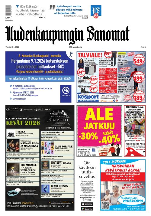 Uudenkaupungin Sanomat 8.1.2026