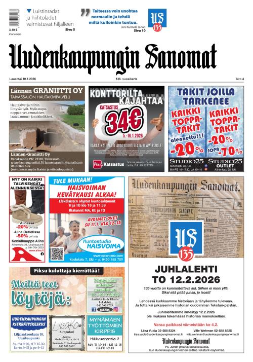 Uudenkaupungin Sanomat 10.1.2026