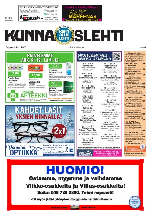 Kunnallislehti Paimio-Sauvo-Kaarina 23.1.2026