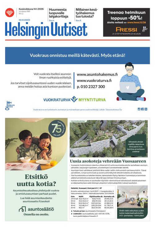 Helsingin Uutiset (Kaakko) & Kallio Lehti 14.1.2026