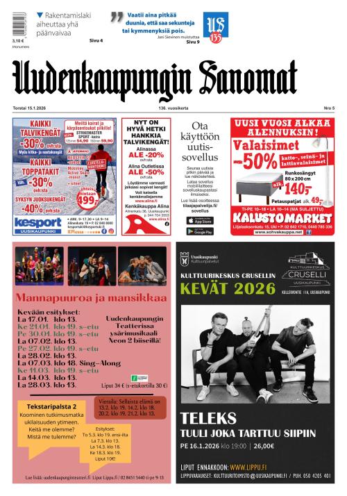 Uudenkaupungin Sanomat 15.1.2026
