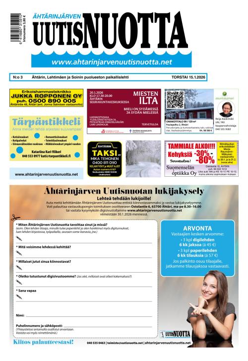 Ähtärinjärven Uutisnuotta 15.1.2026