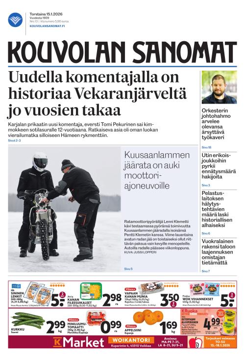Kouvolan Sanomat 15.1.2026