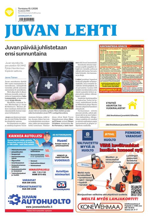 Juvan lehti 15.1.2026