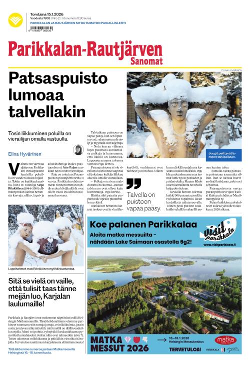 Parikkalan-Rautjärven Sanomat 15.1.2026
