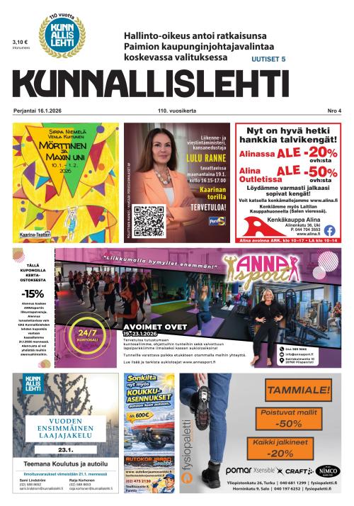 Kunnallislehti Paimio-Sauvo-Kaarina 16.1.2026