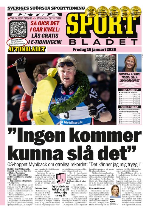 Aftonbladet Sportbladet 16.1.2026