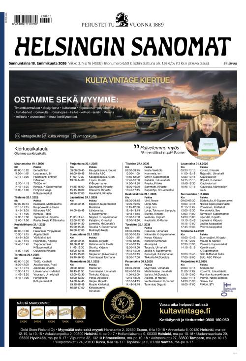 Helsingin Sanomat 18.1.2026