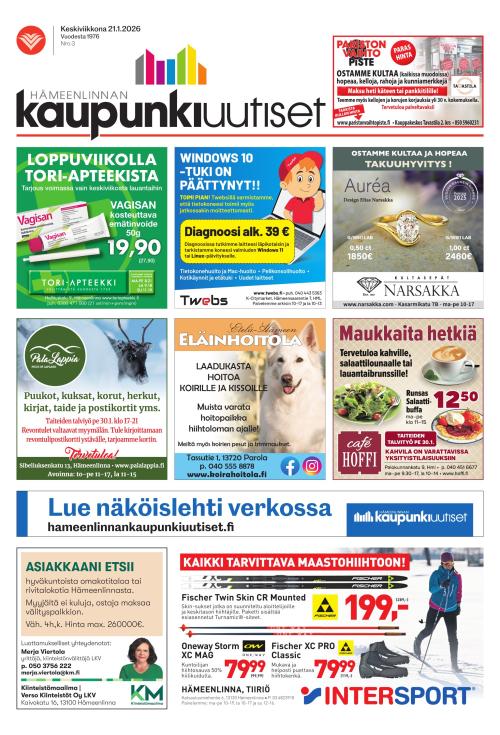 Hämeenlinnan kaupunkiuutiset 21.1.2026