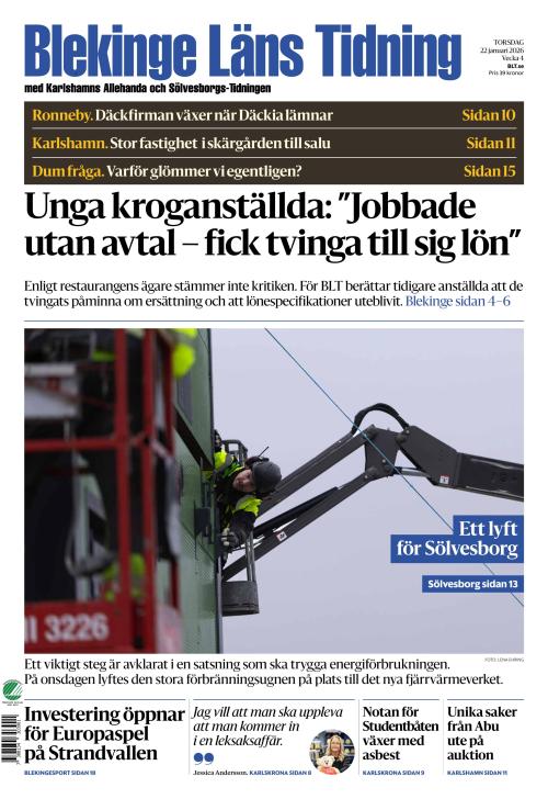 Blekinge Läns Tidning 22.1.2026