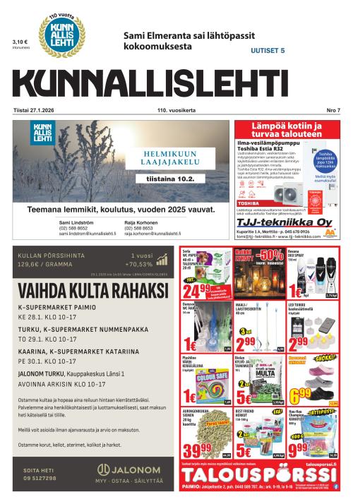 Kunnallislehti Paimio-Sauvo-Kaarina 27.1.2026