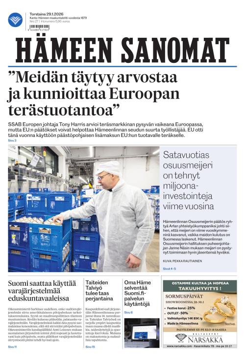 Hämeen Sanomat 29.1.2026