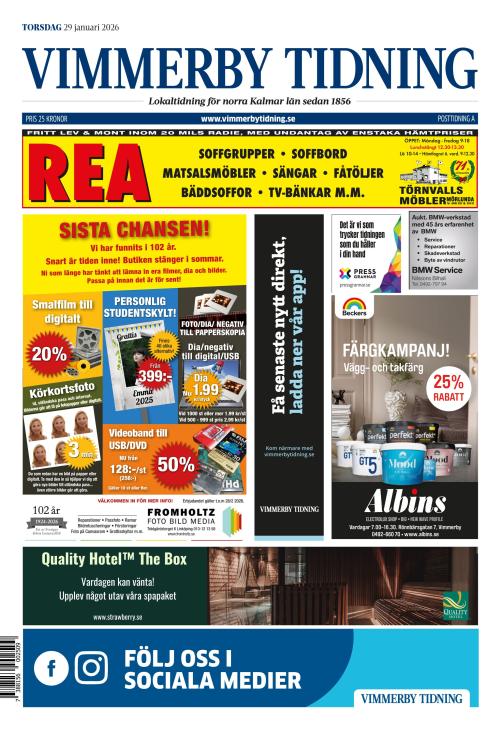 Vimmerby Tidning / Kinda-Posten 29.1.2026