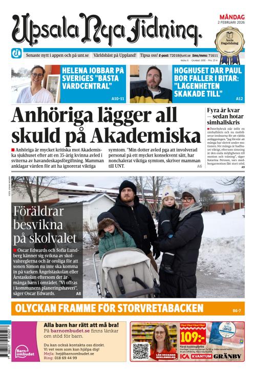 Upsala Nya Tidning 2.2.2026