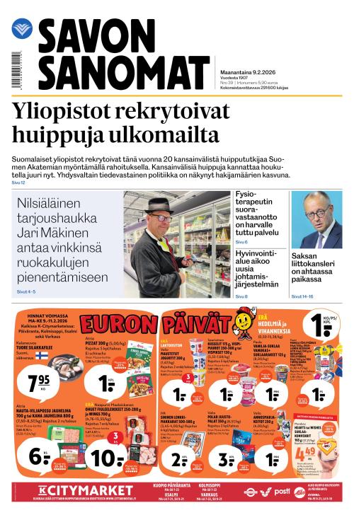 Savon Sanomat 9.2.2026
